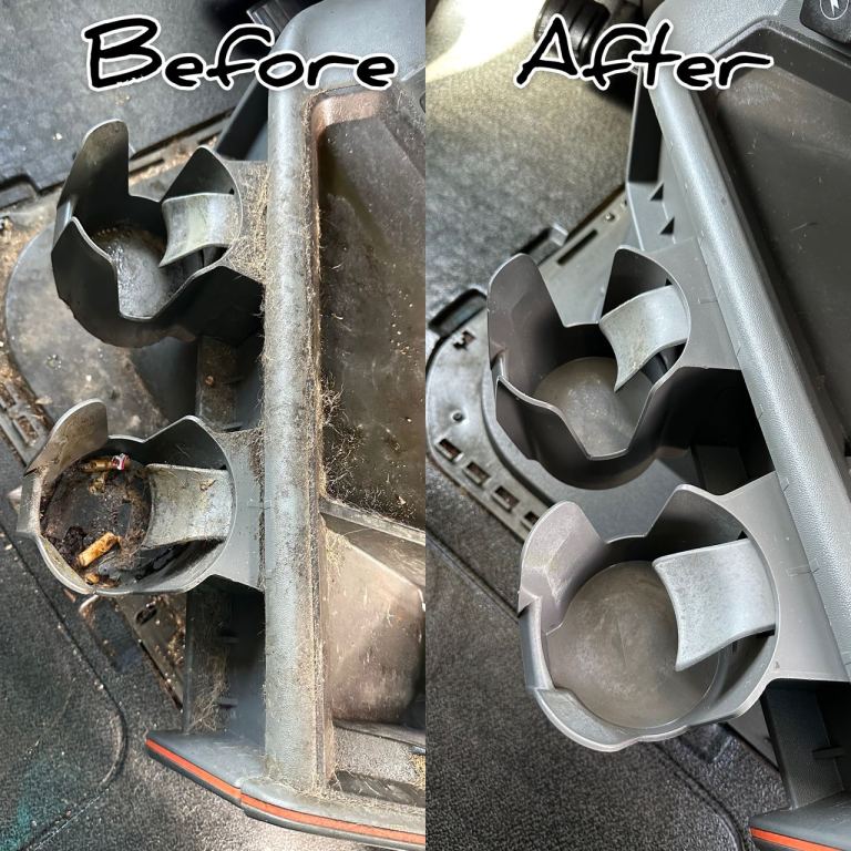 Semi truck interior detailing before and after Chicago — sleeper cab cleaning result